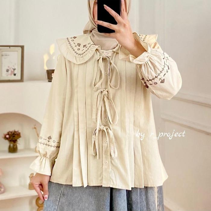 Gambar Yeji blouse | Atasan Bordir imut - Nude, S dari Rproject01 undefined 5 Tokopedia