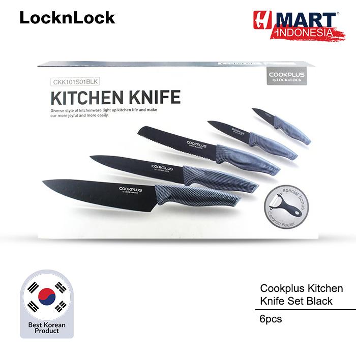 Gambar LocknLock Cookplus Kitchen Knife Set Black - Pisau Set Cookplus Warna Hitam 6pcs dari H Mart Indonesia undefined Tokopedia