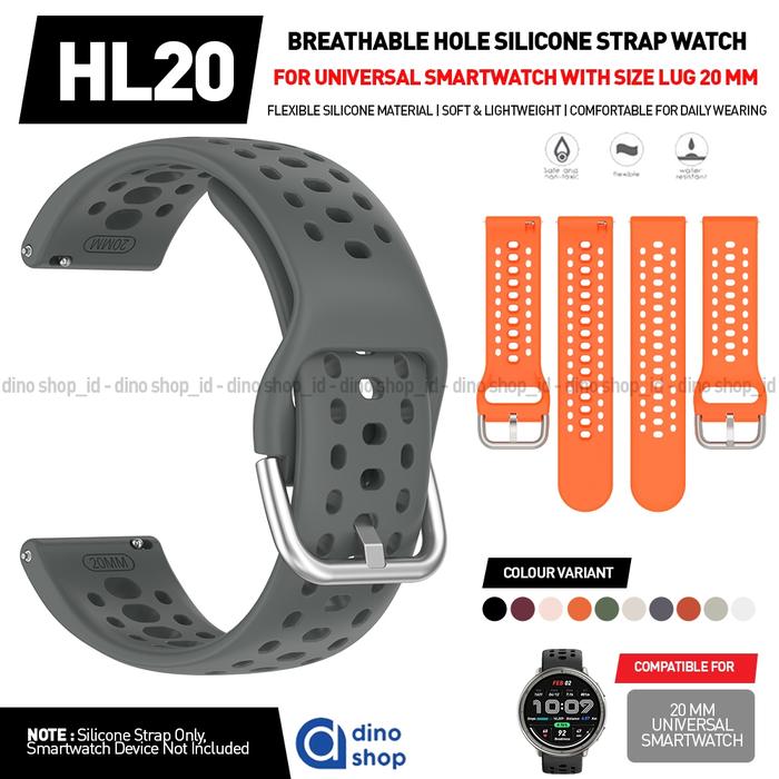 Gambar silikon strap 20mm amazfit active 2 / active 2 square / universal model sporty bolong bolong rubber karet lentur - SPACE GREY dari KartozID7 undefined Tokopedia