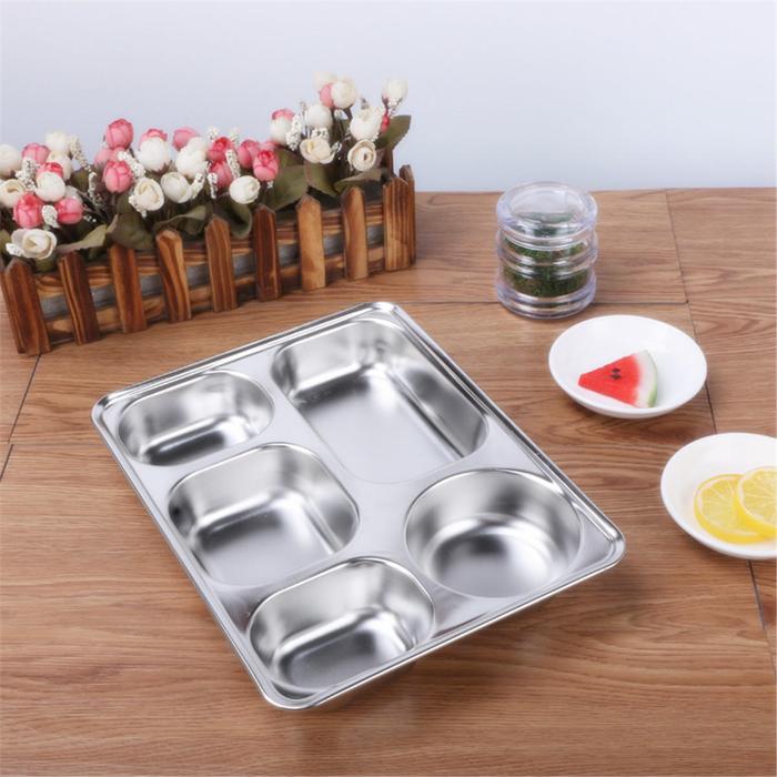 Gambar KITCHENWARE Kotak Makan Lunch Box 1/2/3/4/5 Grid BPA Tempat Bekal Mbg Stainless Food Grade 304 Steel - 5 Grid: 27 x 19.5 x 4.5 cm dari Kawan Lama 88 undefined Tokopedia