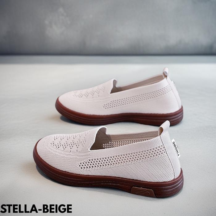 Gambar Sepatu Sneakers Wanita Korea Style Anti Slip Berkualitas Bahan Flyknit Bagus Stella - Beige, 36 dari Original TPI_NEW undefined Tokopedia