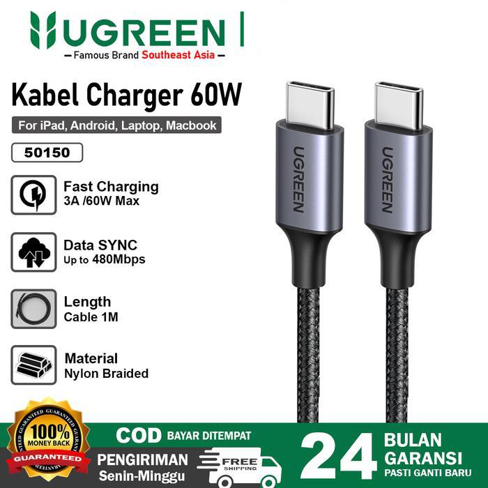 Gambar UGREEN Kabel Data For iPhone 15 16 17 Pro Max Type C To Type C 3A Fast Charging 60w - 50150 3A 1M dari Starcomp Solo undefined Tokopedia