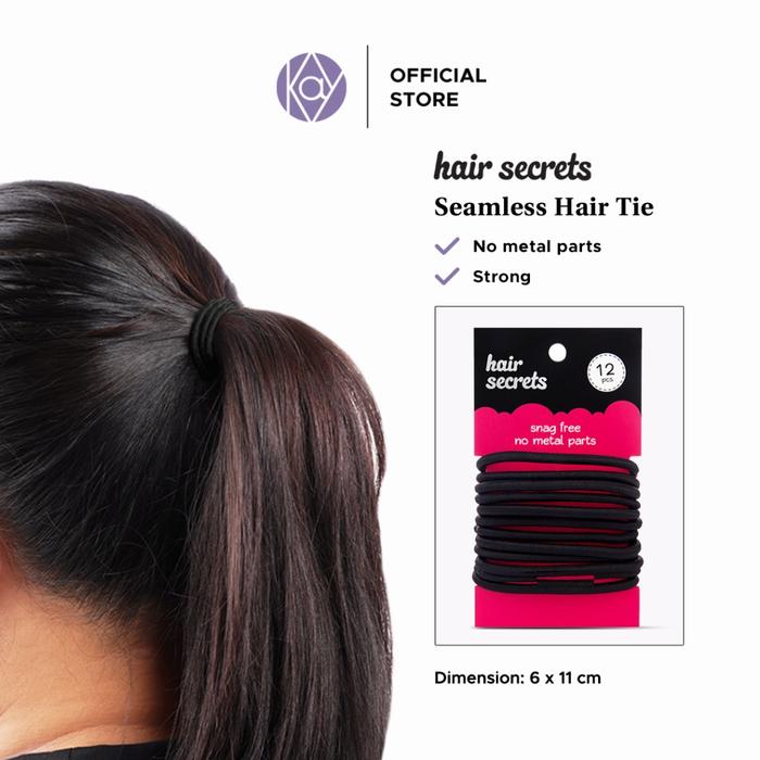 Gambar Hair Secrets Hair Tie - Black (12 pcs) / Ikat Rambut / Karet Rambut / Satin Scrunchie / Iket Rambut - 12pcs Black Hair Tie dari Kay Collection Shop_NEW undefined Tokopedia