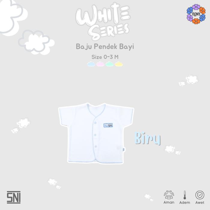 Gambar NOVA White Series - Baju Bayi - Baju Kancing Pendek Bayi  0-3 bulan (1 pcs) - LIST BIRU dari nova baby Kota Bandung Tokopedia