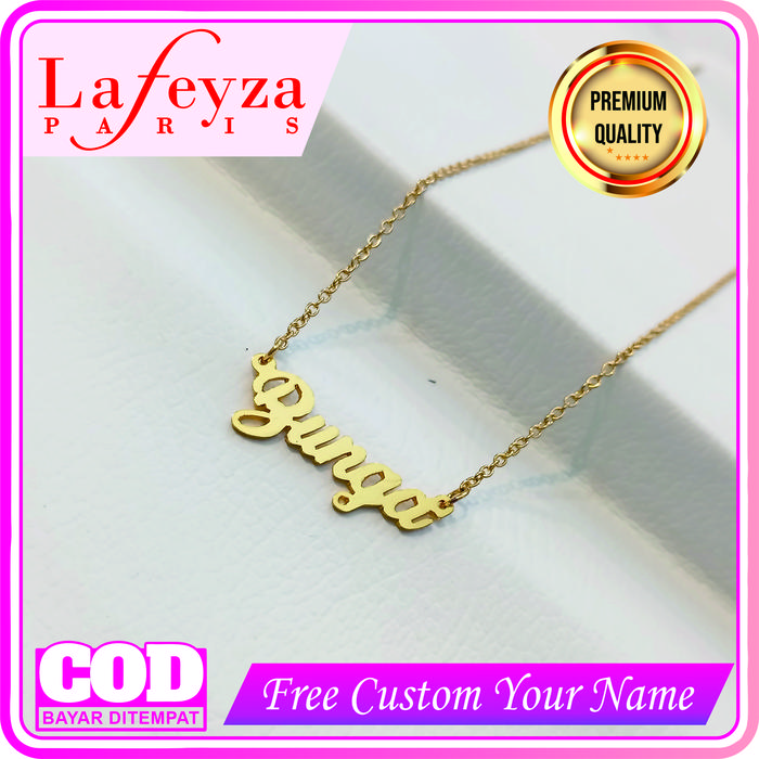 Gambar Kalung Nama bunga Terbaru Custom, Lapis Emas Elegant Anti Karat Titanium Kualitas Premium - Silver dari LafeyzaParis undefined Tokopedia