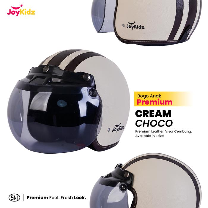 Gambar Helm Bogo Garis Anak Premium Usia 2-7 Tahun - CREAM CHOCO, KACA DATAR dari JoyKidz Kota Surabaya Tokopedia