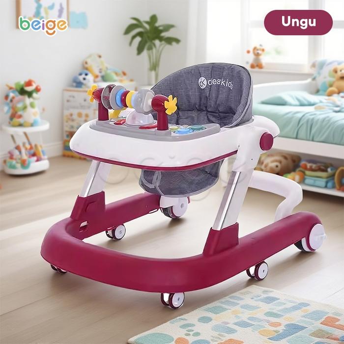 Gambar Baby Walker Lipat Premium dengan Musik & Lampu | Kursi Empuk Anti Bising Walker Bayi 6-36 Bulan Bisa Jadi Meja Makan | Pilihan Warna Abu-abu Violet Biru Pink Coklat Varian Keranjang - Violet Mewah + Lampu Musik dari Nina baby MALL undefined Tokopedia
