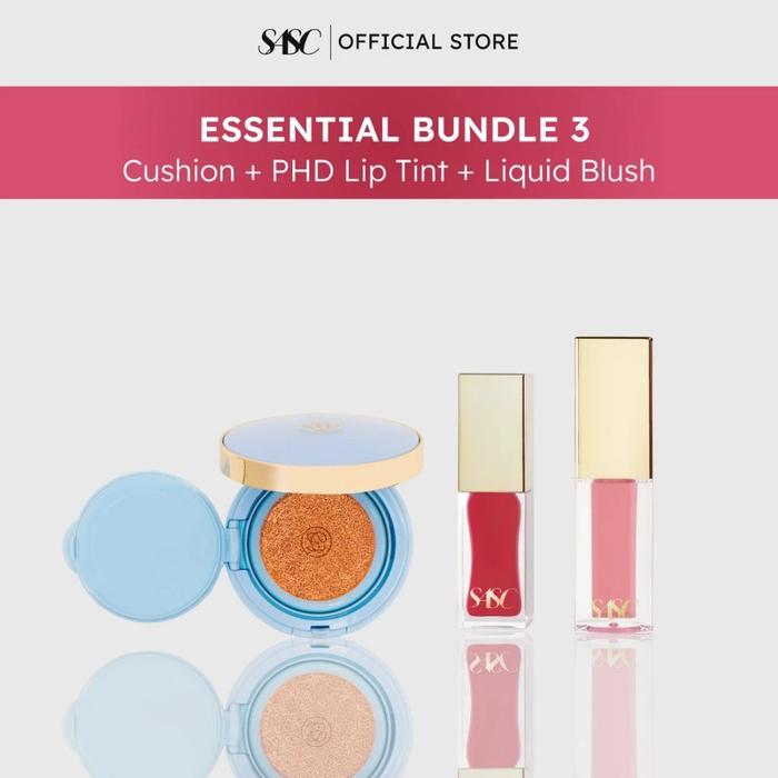 Gambar SASC Essential Bundle 3 - Cushion + PHD Lip Tint + Liquid Blush - Sand, Apple Cider, Sunset Drive dari SASC undefined Tokopedia