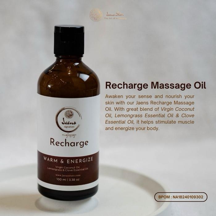 Gambar Natural Massage Oil Essential Oils & Plant Extracts - by JAENS Store oil  massage - Recharge Massage Oil ; Warm & Energize, 300 ml dari Jaens Spa undefined Tokopedia