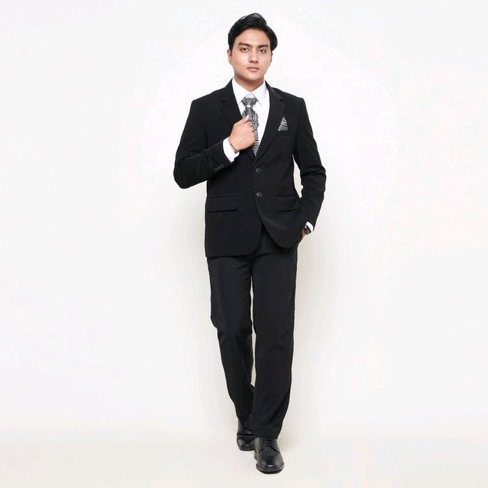 Gambar Nugraha Tailor Setelan Jas Semi Wool Doff Jas Pengantin Formal Dan Non Formal Lengan Panjang Polos Blazer Pria Kantor Casual Slim Fit Dewasa Celana - Jet Black, L dari Nugraha Tailor undefined Tokopedia