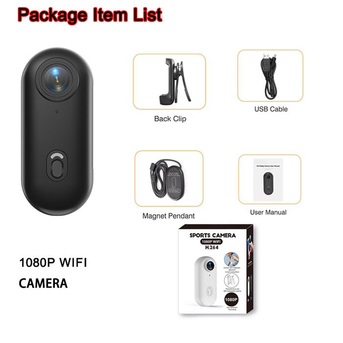 Gambar 2025 4K Micro Wireless Vlogging Camera WiFi Body Cam Pocket Video Recorder Sports Camcorder Portable Microcamera HD Recording - FHD 1080P (BK-Lite), With 64G TF Card dari Onyx Orchid undefined Tokopedia