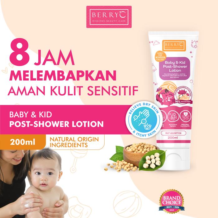 Gambar BerryC Post Shower Lotion 200G - Face & Body Lotion Pelembab Kulit Bayi Anak Kulit Kering - Sensitif - 200ML dari BerryC Indonesia undefined Tokopedia