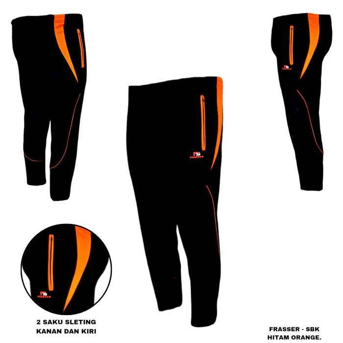 Gambar Celana Training Joger Zipper Pria Wanita Jogger Olahraga Trening Panjang Running Sweatpants Premium Original CLTRN 04 Seragam Sport - sbk hitam orange, M dari JSPROSTORE_NEW undefined Tokopedia