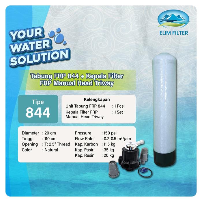 Gambar Tabung Filter Air FRP 844 - Tank Lengkap dari ELIM Filter undefined 4 Tokopedia