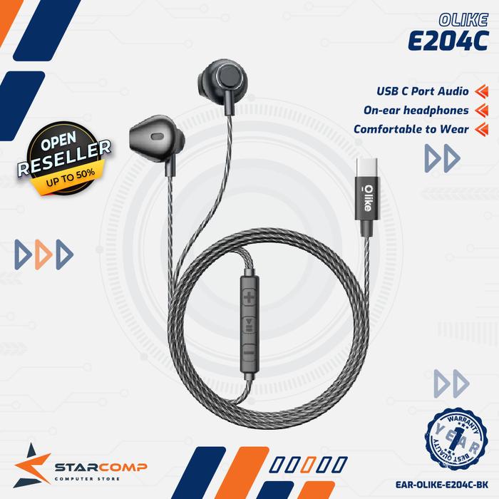 Wireless Headphones Braided Cable Earphones With Mic Olike E204C