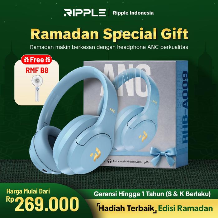 Promo 【Free gift mini fan】RIPPLE Headphone RHB A009 Bluetooth ANC Hi ...