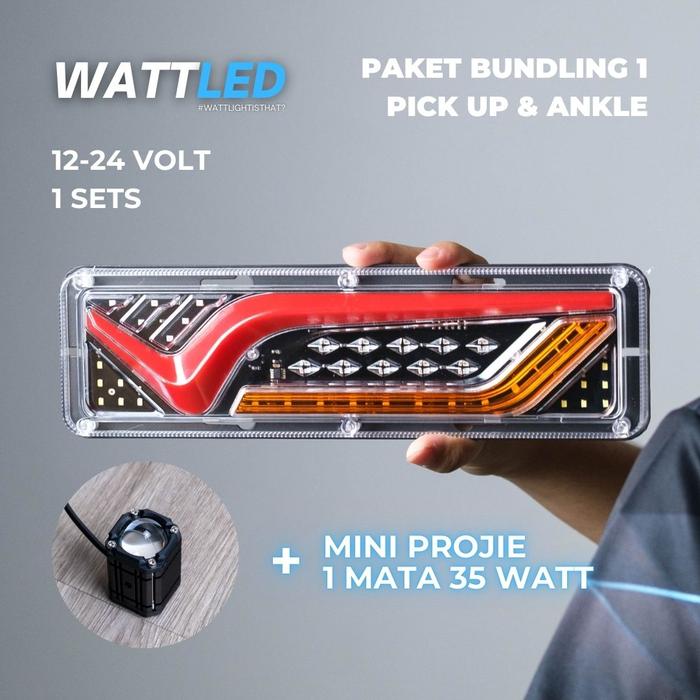 Gambar Wattled Paket Bundling Stoplamp Lampu Tembak Pick Up Mitsubishi L300 Suzuki New Carry APV Futura Jimny Katana Daihatsu Grand Max DFSK Supercab Engkel Mitsubishi Colt Diesel Isuzu Elf NHR/NKR Hino Dutro 110 SDL / 130 MDL Toyota Dyna - Paket Bundling 1 dari Watt LED Indonesia undefined Tokopedia