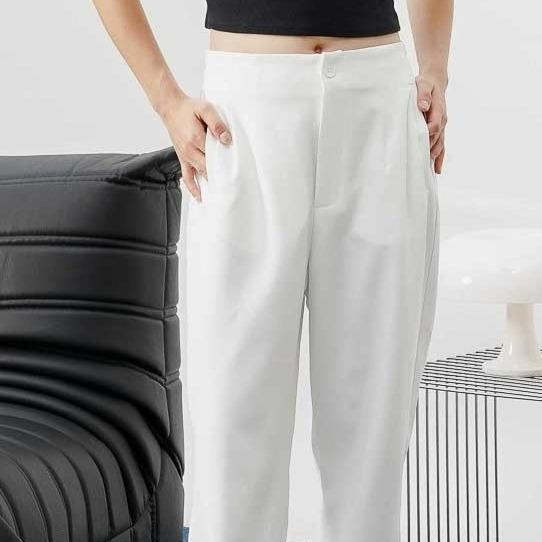 Gambar This Is April Bawahan Wanita Celana Loose Pants Panjang Kulot Highwaist Rico Black dan White - S/M White 20050001 dari This Is April undefined Tokopedia