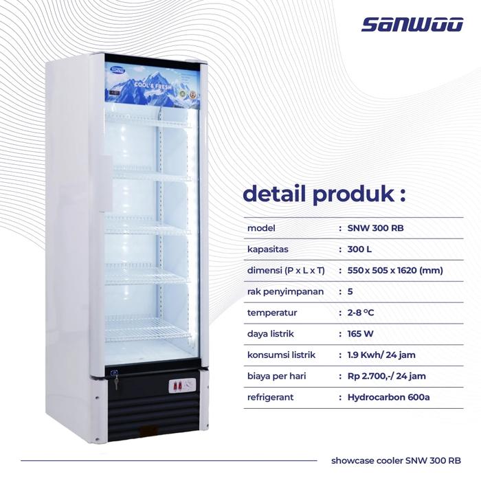 Gambar Showcase Sanwoo SNW-300RB/RBC 300 liter Kulkas 5 rak - SNW 300RB dari Sanwoo Electronics undefined Tokopedia