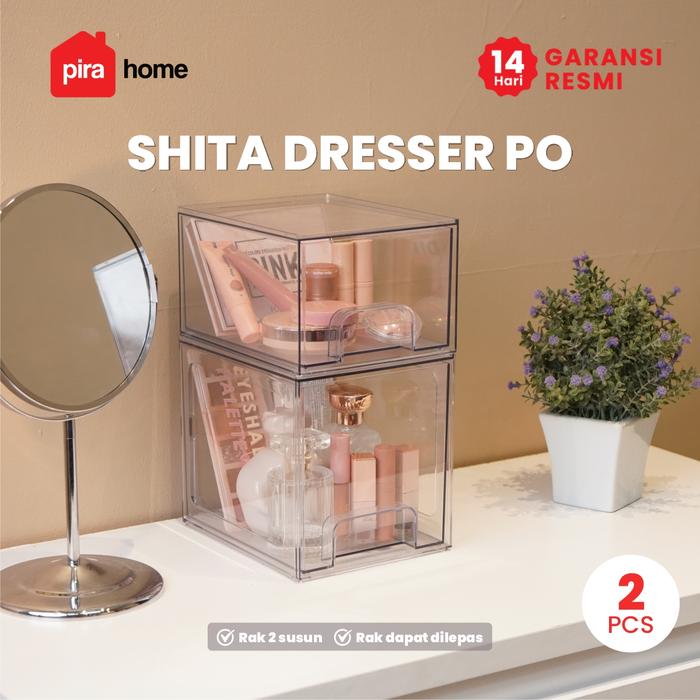 Gambar PIRA HOME -  SHITA DRESSER PO Kotak Penyimpanan Make Up Bening / Tempat Penyimpanan Transparan 2 Susun - DRESSER dari PIRA undefined Tokopedia