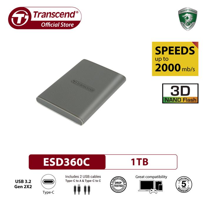 Gambar Transcend ESD360C External SSD USB 3.2 Gen 2x2 (USB 20Gbps) - 1TB dari Transcend Indonesia undefined Tokopedia