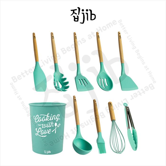 Gambar [HOMETHINGS.ID] JIB Silicone Utensil Set / Kitchen Silicon Utensile Set + Bucket / Sodet Silikon / Spatula Set /  Utensile Set Masak 13 pcs & 10 pcs [ COD ] - 10 PCS - TOSCA dari JIB Indonesia undefined Tokopedia