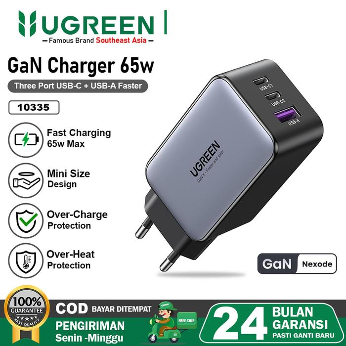 Gambar UGREEN Charger GAN Nexode PD Type C Fast Charging PPS 65W - 10335 65W dari Starcomp Solo undefined Tokopedia