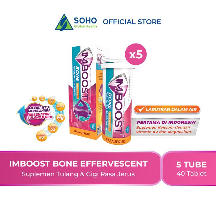 Gambar Imboost Bone Effervescent Suplemen Tulang & Gigi Rasa Jeruk - 5 tube dari Soho Global Health_NEW undefined Tokopedia