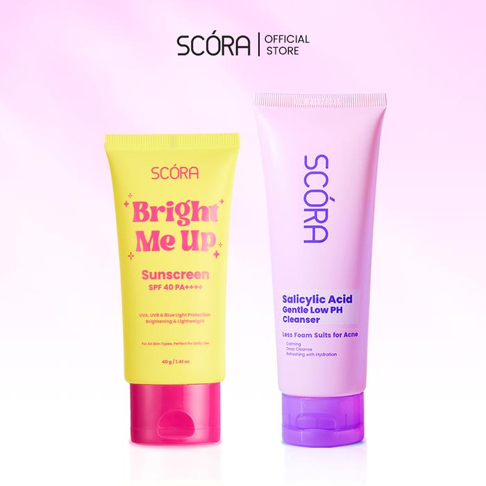 Gambar SCORA Bright Me Up Sunscreen 40 Gr + SCORA Gentle Low pH Cleanser 100ml - Salicylic dari SCORA undefined Tokopedia