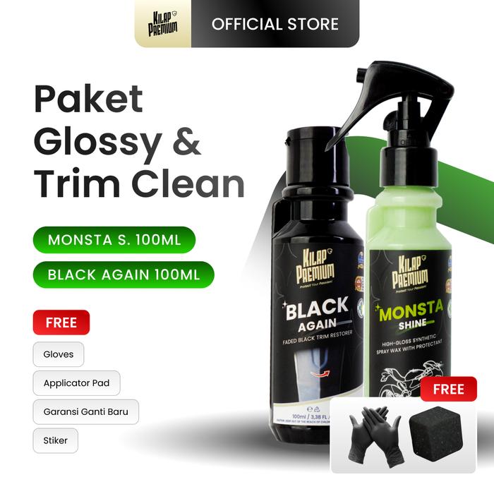 Gambar Kilap Premium - Bundling Monsta Shine Matte Protection+ Black Again Perawatan Body Kasar dan Body Glossy Doff - BA100ML+MONSTA 100ML dari Pusat Pengkilap undefined Tokopedia