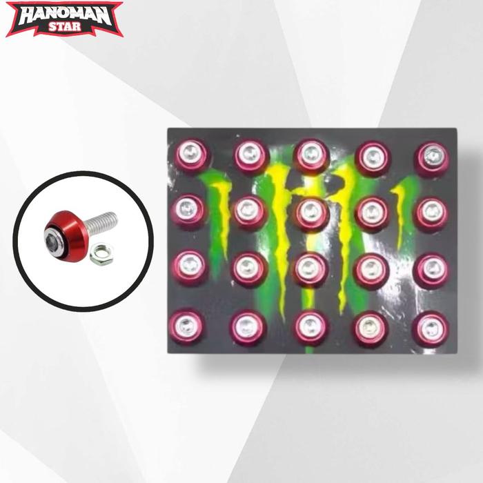 Gambar BAUT L VARIASI PLUS MONEL RING VARIASI UNIVERSAL BISA SEMUA MOTOR 20 PCS HS55 - MERAH, BAUT L 20 PCS dari HANOMAN STAR undefined Tokopedia