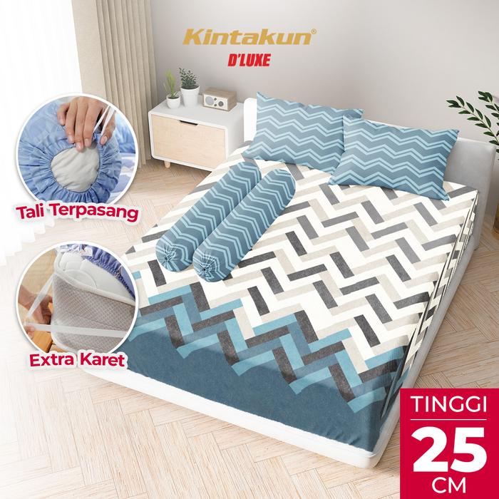 Gambar Kintakun DLUXE Sprei satu set Fitted Tinggi 25cm 160/180/200 Jovita Sarung Bantal Guling Kain Karet  Murah [KAMAR RUMAHKU] - 160 x 200 dari Kamar Rumahku undefined Tokopedia