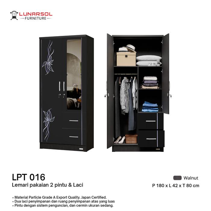Gambar LUNARSOL Lemari Pakaian Japandi Espresso Kayu 2 Pintu tanpa label keamanan kebakaran stabil tahan lama butuh perakitan Furniture Wardrobe - LPT 016, TANPA RANGKA KAYU dari Lunarsol Furniture undefined Tokopedia