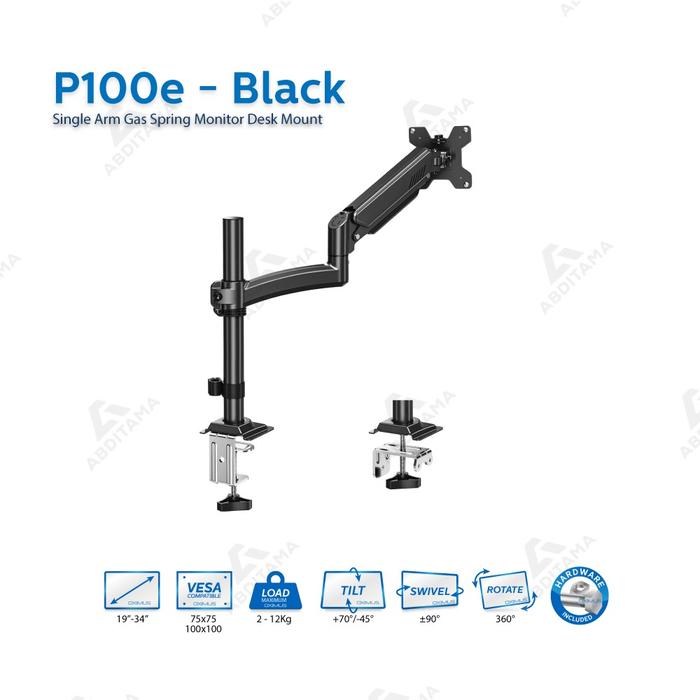 Gambar BRACKET MONITOR DESKMOUNT GAS SPRING OXIMUS P100e TILT SWIVEL ROTATE Hitam Putih Laptop Computer - P100e Hitam dari Oxihom undefined Tokopedia