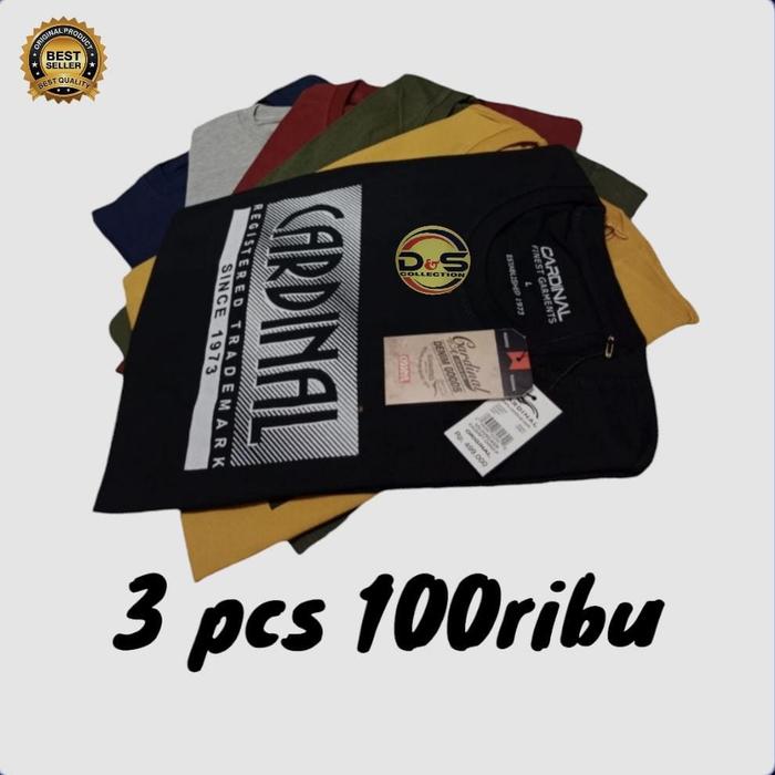 Gambar 3PCS 100RIBU BAJU KAOS CARDINAL LENGAN PENDEK BAHAN SEMI KATUN //MODEL UNISEX UNTUK PRIA DAN WANITA//TERMURAH DAN TERPOPULLER - 3 PCS WARNA RANDOM, M=LD 100 BB 40-50 dari D&S Medina undefined Tokopedia