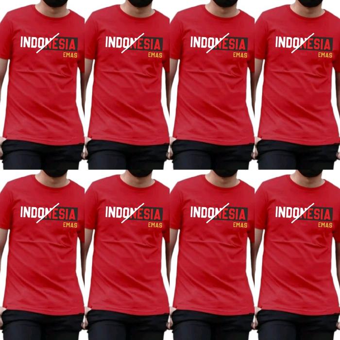 Gambar Kaos Indonesia Emas Paket isi 8 Pcs Kaos Kemerdekaan Indonesia Baju Pria Wanita Lengan  Pendek Merah - INDOMAS MERAH, L isi 8 pcs ( setara M ) dari MENARA SHOP ID undefined Tokopedia