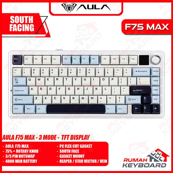 Gambar Aula F75 MAX - 75% Compact - 3 Mode - TFT Display - Gasket Mount - RGB - Mechanical Keyboard - WHITE BLUE dari Rumah Keyboard undefined Tokopedia
