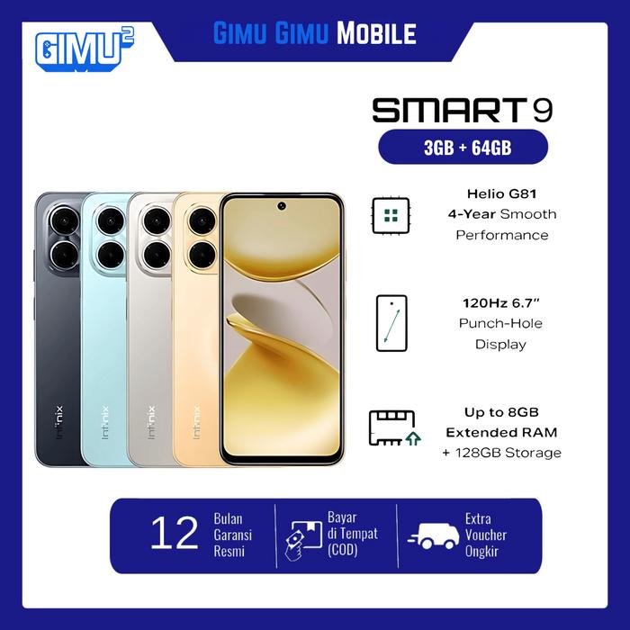 Gambar Infinix Smart 9 3/64GB | 4/128GB - Up to 6GB | 8GB Extended RAM - 6.7 inch 120Hz Punch Hole Display - Helio G81 - 5000 mAh - 3/64, Infinix Neo Titanium dari GIMU GIMU MOBILE undefined Tokopedia