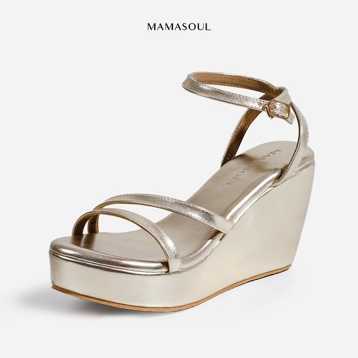Gambar MAMASOUL Wedges Kate - Wedges Pesta Terbaru Sepatu Sandal Wanita Tali Tinggi 9cm - GOLD, 35 dari Mamasoul Shop undefined Tokopedia