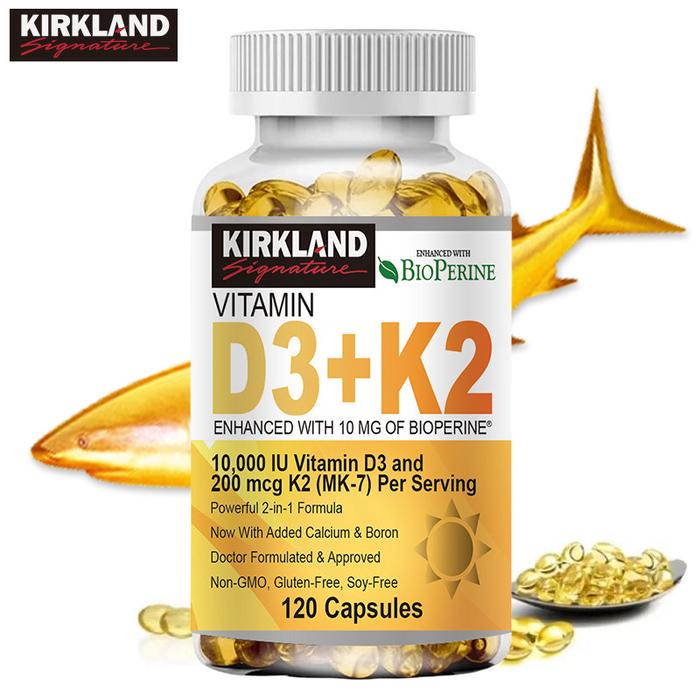 Gambar Ready Kirkland Vitamin D3 K2 Capsules 10000 Iu 250Mcg D3 + 200Mcg K2 Mk7 Supports Bones, Teeth And Musclesimmunitymaintains Blood Healthsupports Brain Function And Mood 120Pcs Kapsul Vitamin D3 K2 Mendukung Tulang, Gigi - 1 Bottle/120pcs dari sripujstor undefined Tokopedia