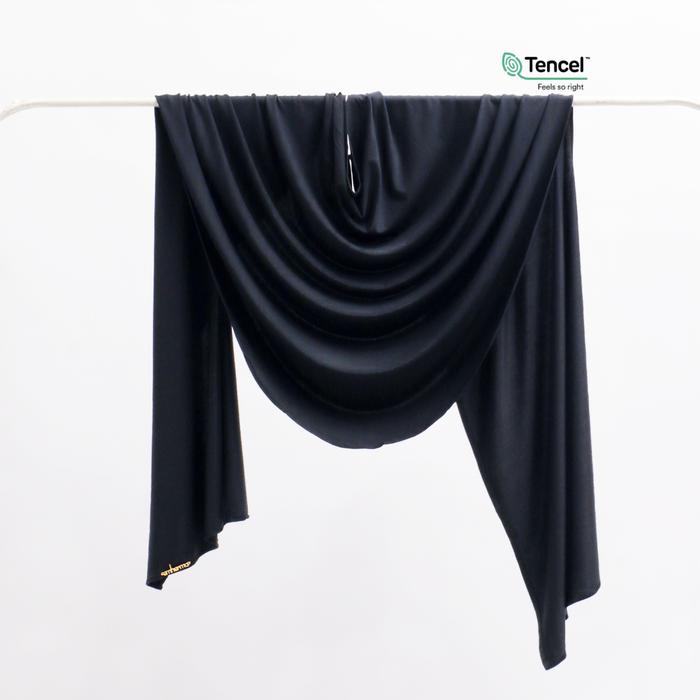 Gambar Emhermahijab - Hezeel TENCEL Modal Pashmina Bandana Semi Instant Shawl - BLACK dari Emhermahijab undefined Tokopedia