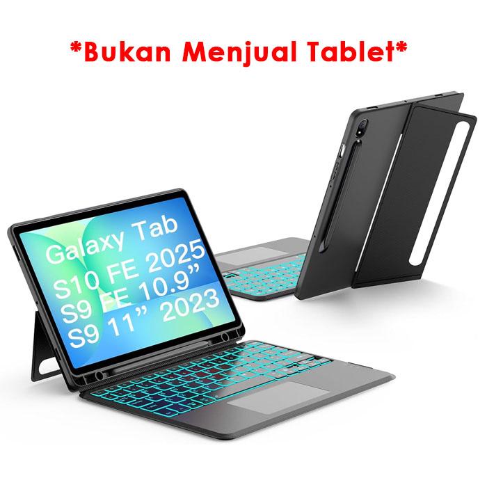 Smart Keyboard For Samsung Galaxy Tab S10 FE S9FE S9 11 S7FE Plus S7+ S8+  S7 S8 11/ A9+ A9 Plus S6 Lite RGB Magic Papan Ketik Bluetooth