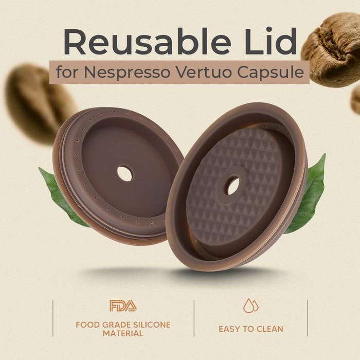 Gambar iCafilas Tutup Kopi Kapsul Reusable Lid for Nespresso Vertuo Capsule - I404ML - Warna, Coklat dari Zeki Gift Center undefined Tokopedia