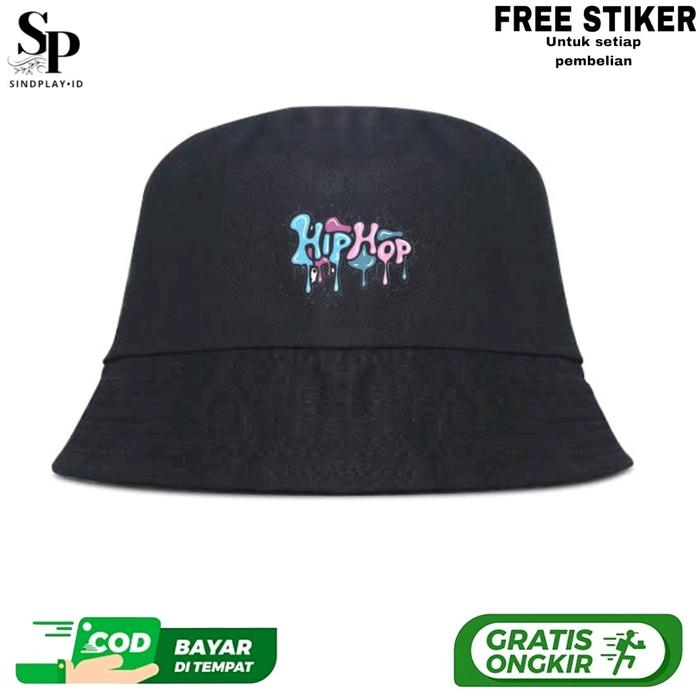 Gambar Topi Bucket Hats SINDPLAY•ID Warna Hitam dengan Logo Sablon Unik Dan Simpel,Topi skena,Topi Bucket Dewasa Logo Graffiti - logo hiphop dari SindPlay.Store undefined Tokopedia