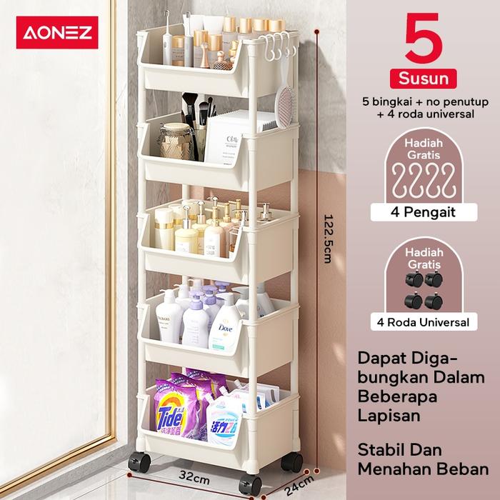 Gambar 【SPESIAL KOL/LIVE】【30Hari Garansi】AONEZ Rak Troli yang Dapat Dilepas Dapur Kamar Mandi Balkon Belajar Balkon Balkon Belajar Buku Serbaguna Makanan Ringan Rak Penyimpanan Multi-Tingkat. rak meja aesthetic - 5 SUSUN Putih dari aonez.id undefined Tokopedia