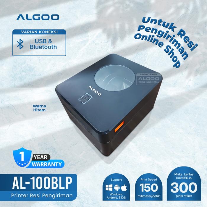 Gambar ALGOO AL-100BLP Printer Label Resi Barcode Thermal Bluetooth - Black, TANPA KERTAS dari Algoo Tech Indonesia undefined Tokopedia