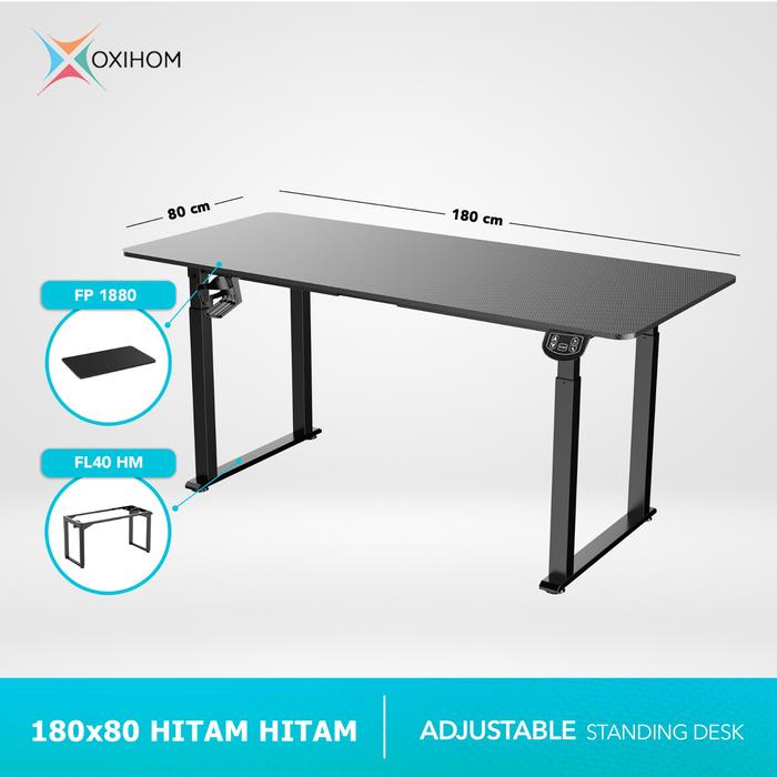 Gambar Dual Kaki Meja Naik Turun Hidrolik Kokoh Kuat Stabil OXIHOM FL40 - 180x80 Hitam Hitam dari Abditama Living undefined Tokopedia