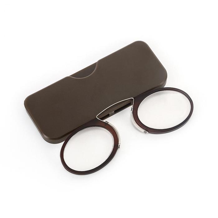 Gambar Stick On Phone Mini Clip Nose Bridge Reading Glasses Ultra Thin Reading Glasses 100-350 Portable Presbyopic Glasses With Case - Brown, +350 dari Grosir resa undefined Tokopedia