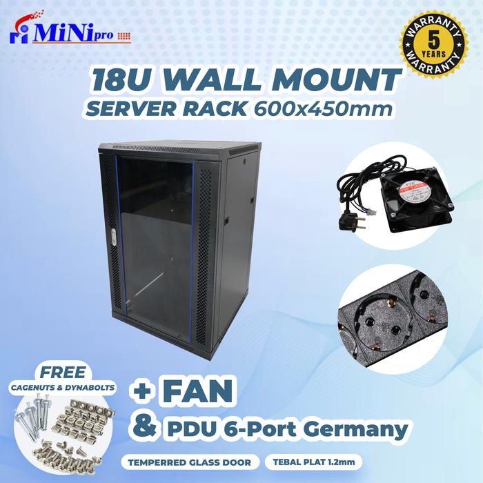 Gambar Minipro Rack Server 12U 15U 18U 22U 27U 32U 42U - 18U 600x450+fan+pdu dari Minipro Network undefined Tokopedia