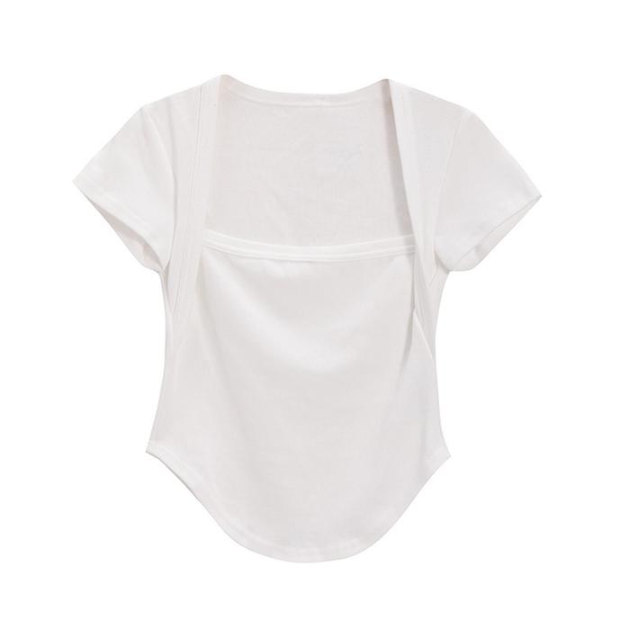 Gambar Missoofficial.id BJ1501 Baju Atasan Tshirt Kaos Crop Top Sabrina Spandex Wanita Lengan Pendek Square Sleeve Stretch Lembut Tee Panjang Polos Oversize Basic - PUTIH, XXL dari MISSOOFFICIAL.ID undefined Tokopedia